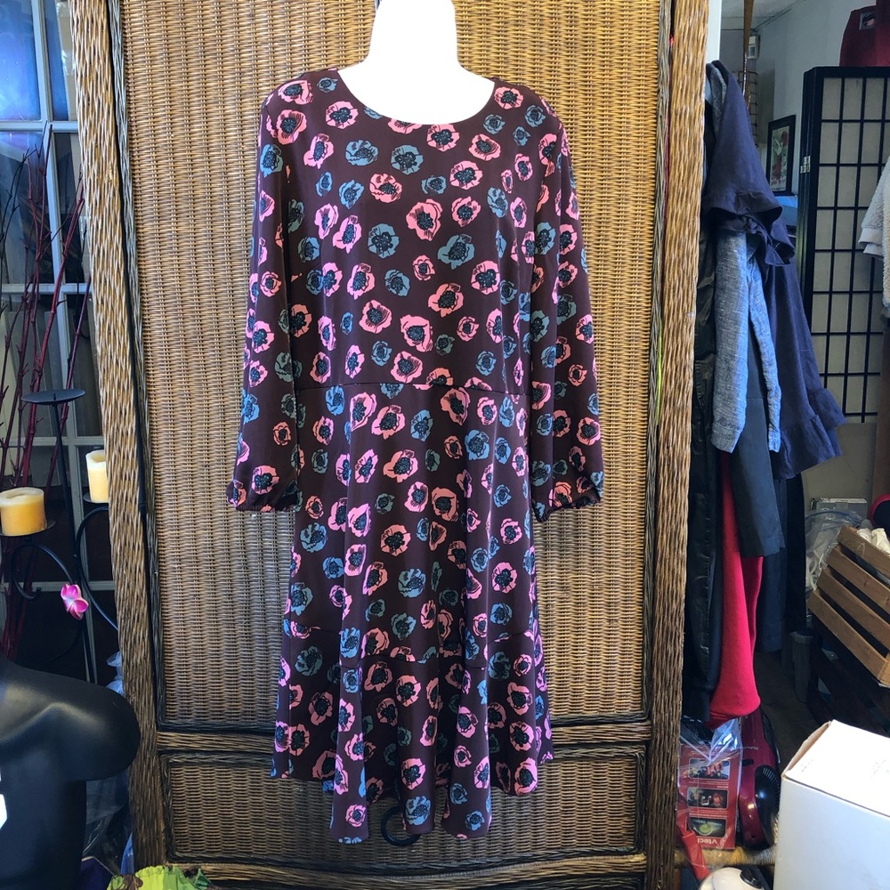 LOFT- Floral Poppies Dress XL